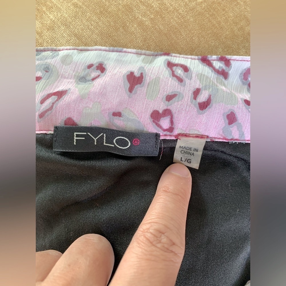 FYLO Pink and Black Animal Print Top - Picture 3 of 4